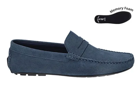 Мокасины КОЖА American Club CY 118 синие 41-45